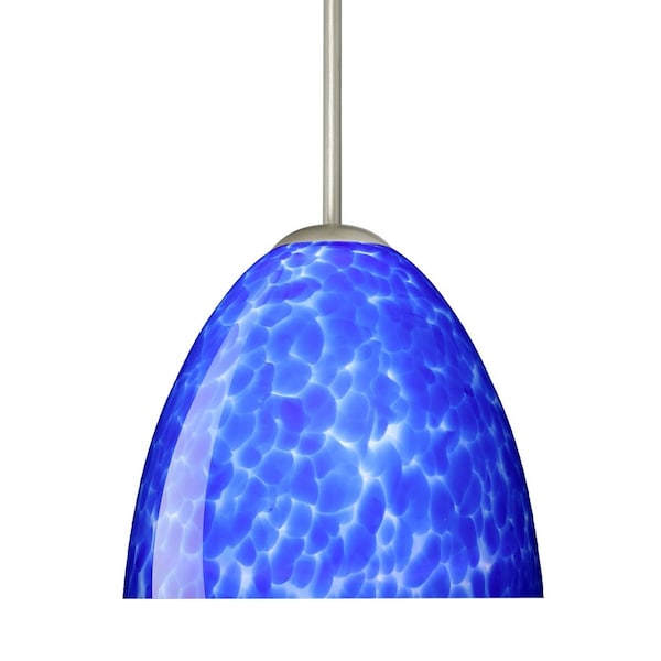 Besa Lighting Sasha Cord Pendant, Blue Cloud, Satin Nickel Finish, 1x40W Candelabra 1BT-757286-SN - main